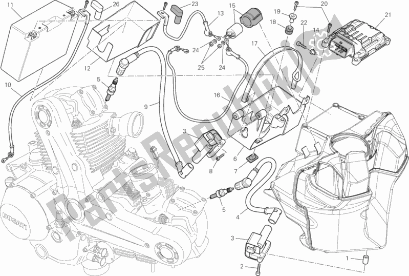 All parts for the Battery of the Ducati Monster 795 ABS Red Stripe CHN-Thailand 2015